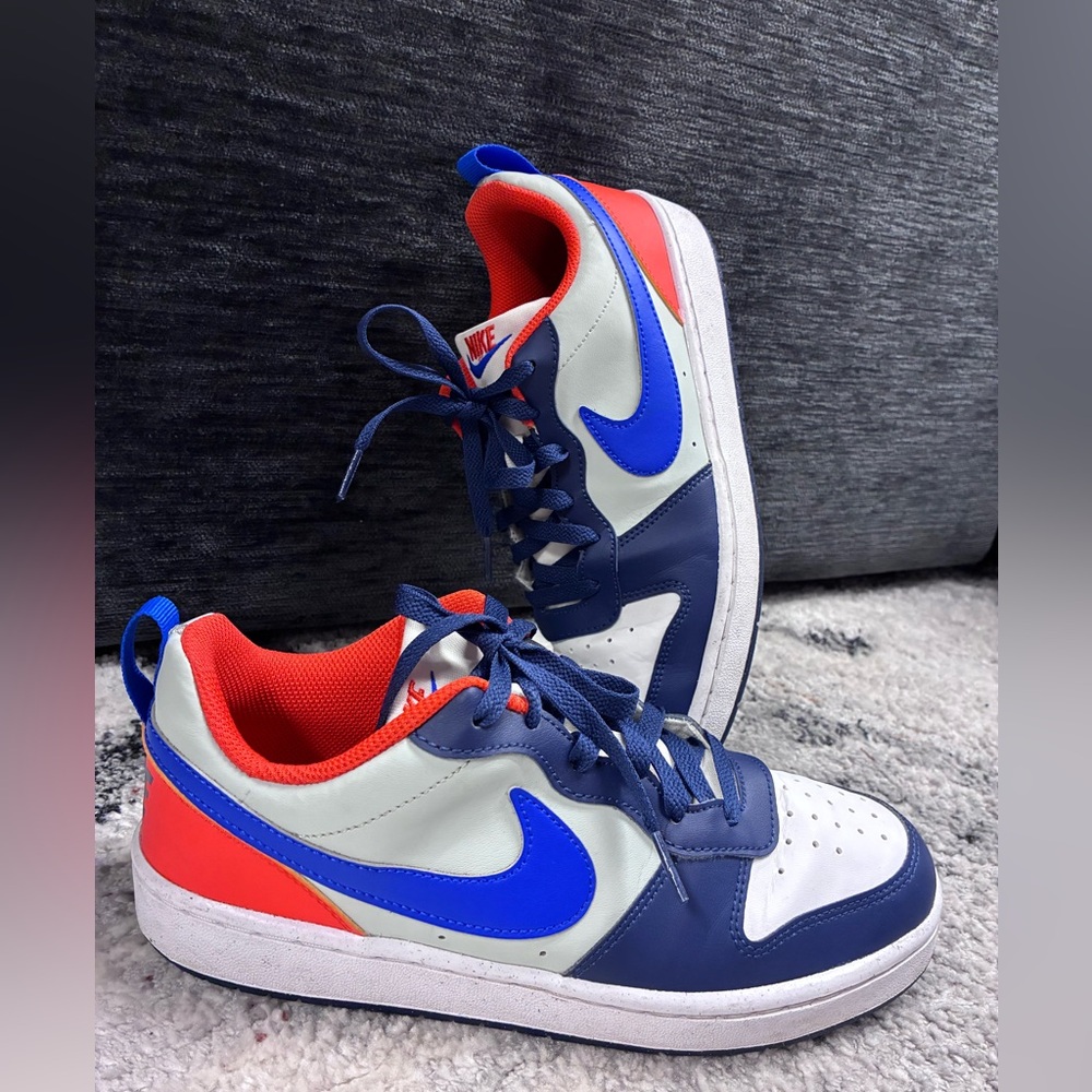 Sz. 7Y “Big Boys”Nike Court Borough Navy / Orange Light Silver Hyper Royal - Picture 4 of 15